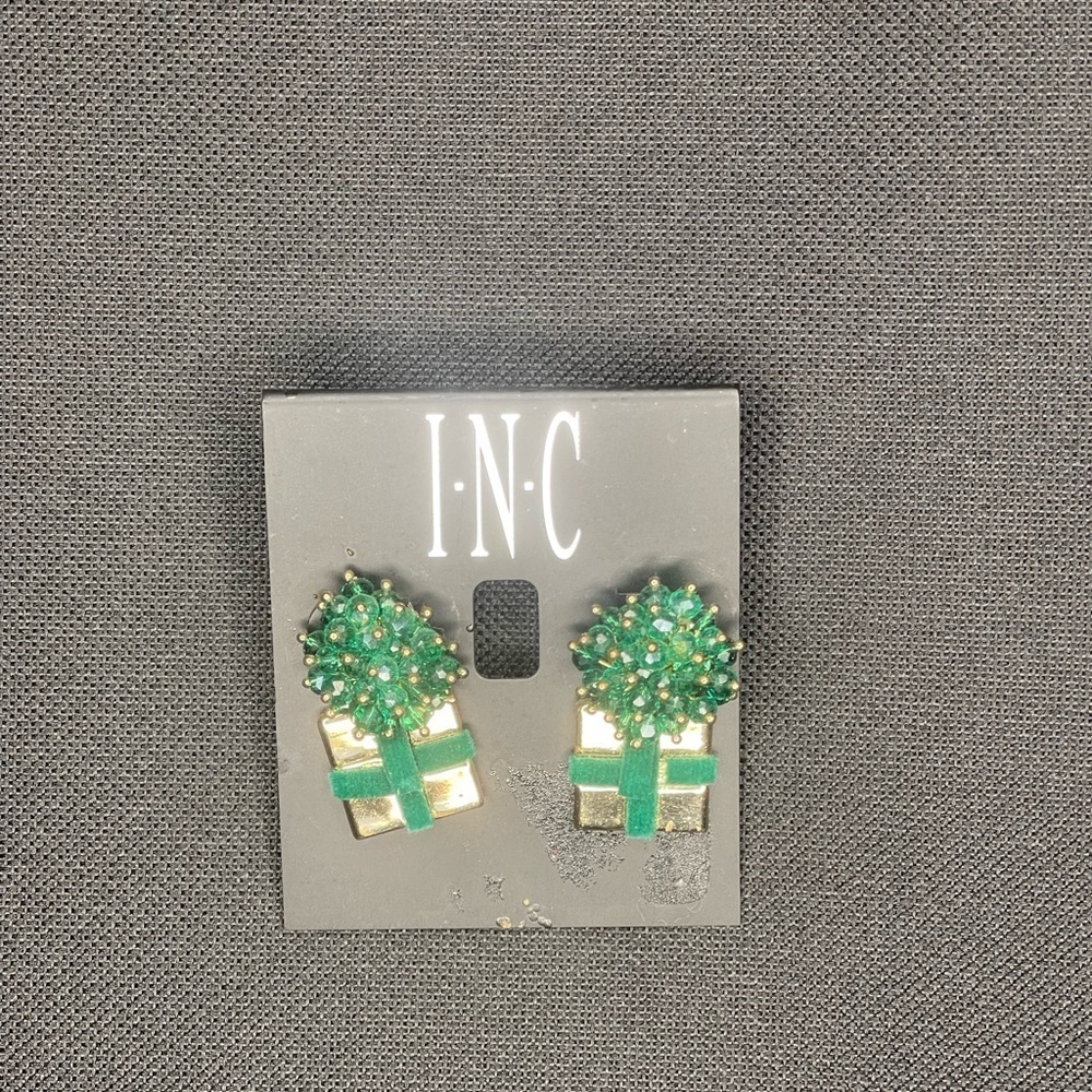 INC Green and Gold Statement Earrings - Picture 1 of 1